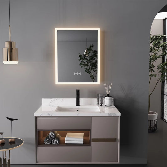 16X20 Inch LED Lighted Bathroom Mirror with Anti-Fog, Wall Mounted Vanity Mirror with Smart Touch Button, Memory Function