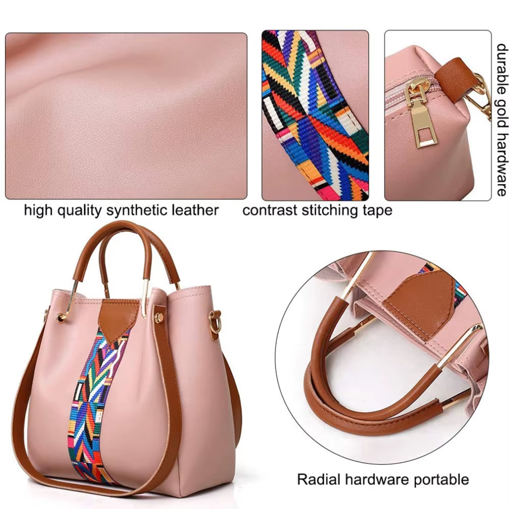 4Pcs/Set Women Handbag and Purses Set Tote Bag Soft PU Leather Shoulder Bags Crossbody Bag Wallet Handbag Printed Handbag